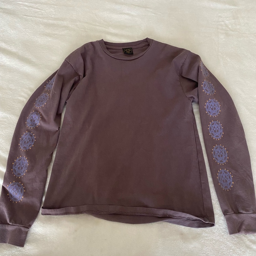 Purple graphic long sleeve tee shirt